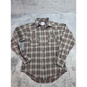 Rockmount Ranch Wear Mens Western Snap Shirt Plaid Grey Red Diamond Snaps XL